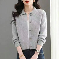 SaneShoppe-2025 Spring Women's Lapel Knitwear Coat Western Cardigan Top