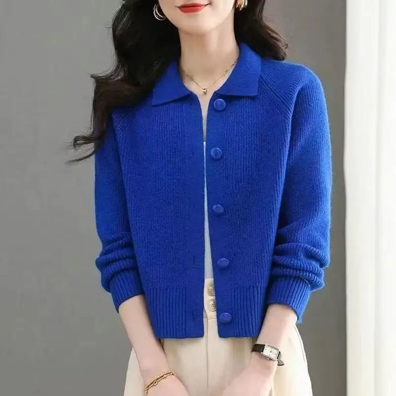 SaneShoppe-2025 Spring Women's Lapel Knitwear Coat Western Cardigan Top