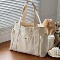 SaneShoppe - Large Capacity Canvas Tote Bags for Work Commuting Carrying Bag College Style Student Outfit Book Shoulder Bag Bolsos Para Mujer