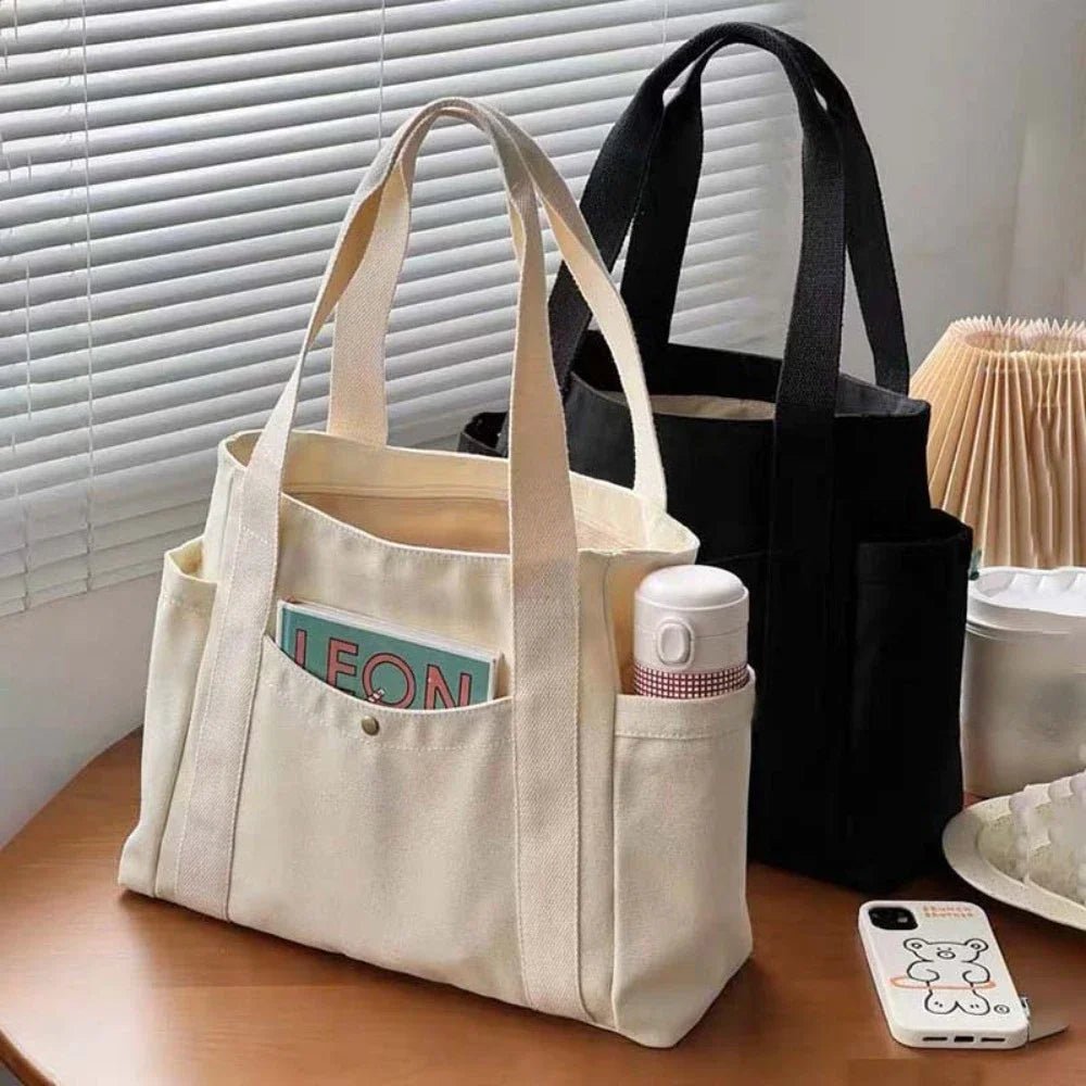 SaneShoppe - Large Capacity Canvas Tote Bags for Work Commuting Carrying Bag College Style Student Outfit Book Shoulder Bag Bolsos Para Mujer