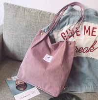 SaneShoppe - Large Corduroy Shoulder Shopper Bag for Women Cotton Cloth Fashion Canvas Tote Shopping Bags Woman Handbags Reusable Travel Bags
