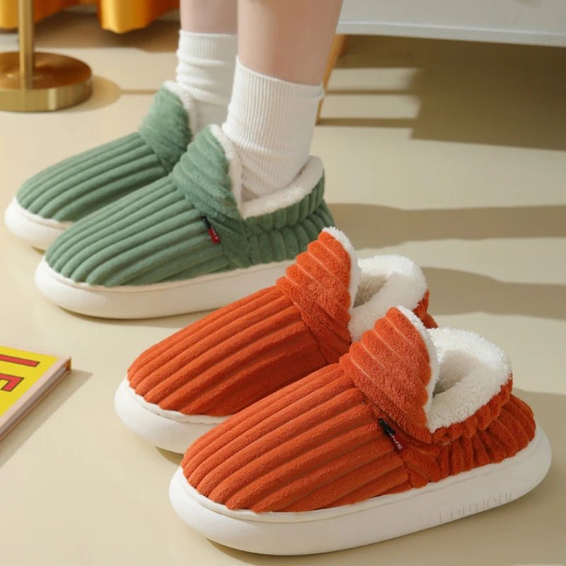 SaneShoppe - Litfun New Fur Slippers For Women Men Winter Furry Fashion Warm Ankles Plush Cozy Slides For Home Indoor Soft Sole Cotton Shoes