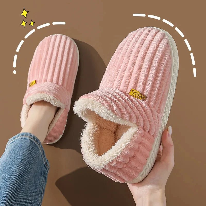 SaneShoppe - Litfun New Fur Slippers For Women Men Winter Furry Fashion Warm Ankles Plush Cozy Slides For Home Indoor Soft Sole Cotton Shoes