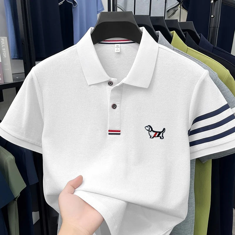 SaneShoppe-Men's Luxury Embroidered Polo Shirt for Business and Leisure