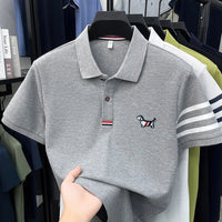 SaneShoppe-Men's Luxury Embroidered Polo Shirt for Business and Leisure