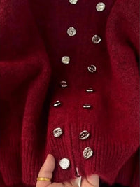 SaneShoppe - Luxury Fluffy Knitted Cardigan Sweater Design Double Breasted Sweater Coat Women Autumn High - end Lazy Zipper 2000s Y2k Knit Top