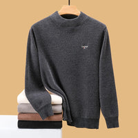SaneShoppe-Men's Luxury Winter Knitted Plush Sweater, Korean Casual Embroidered Pullover
