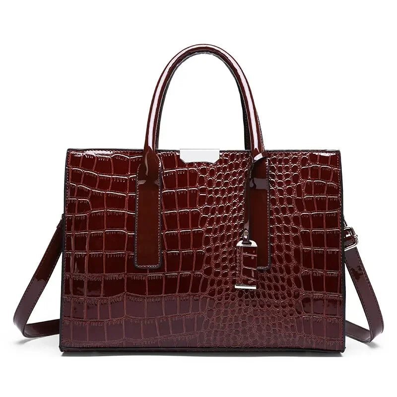 SaneShoppe - Luxury Vintage Women's Crocodile Pattern Handbag Large Capacity Tote Bag Leather Business Shoulder Bag For Female