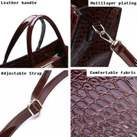 SaneShoppe - Luxury Vintage Women's Crocodile Pattern Handbag Large Capacity Tote Bag Leather Business Shoulder Bag For Female