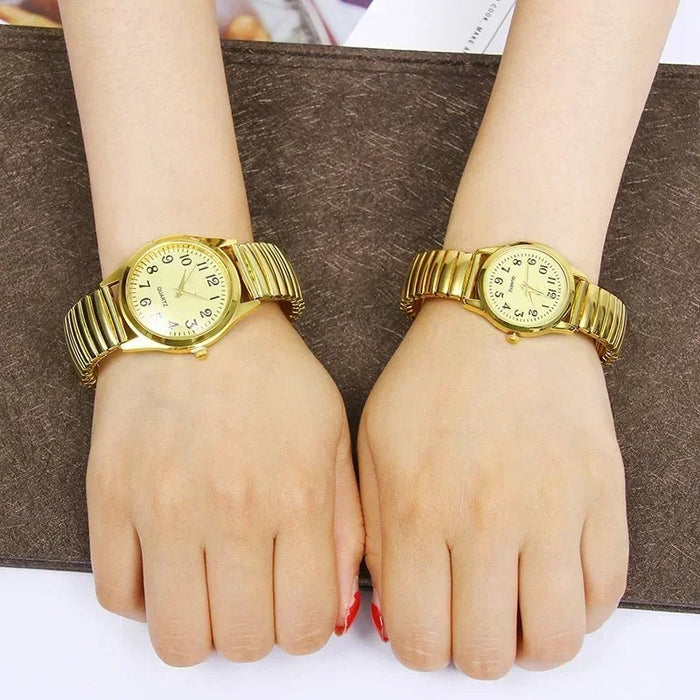SaneShoppe-Elegant Stainless Steel Wristwatch Set for Men and Women