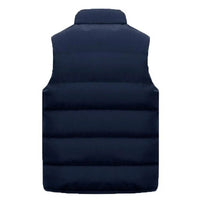 SaneShoppe - Men Vest Jacket Stand Collar Solid Color Zipper Cotton Padded Thicken Cold Proof Straight Waistcoat Men Streetwear