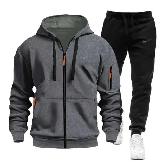SaneShoppe-Men's Sportswear Hoodie and Sweatpants Set for Running Unisex Autumn Tracksuit
