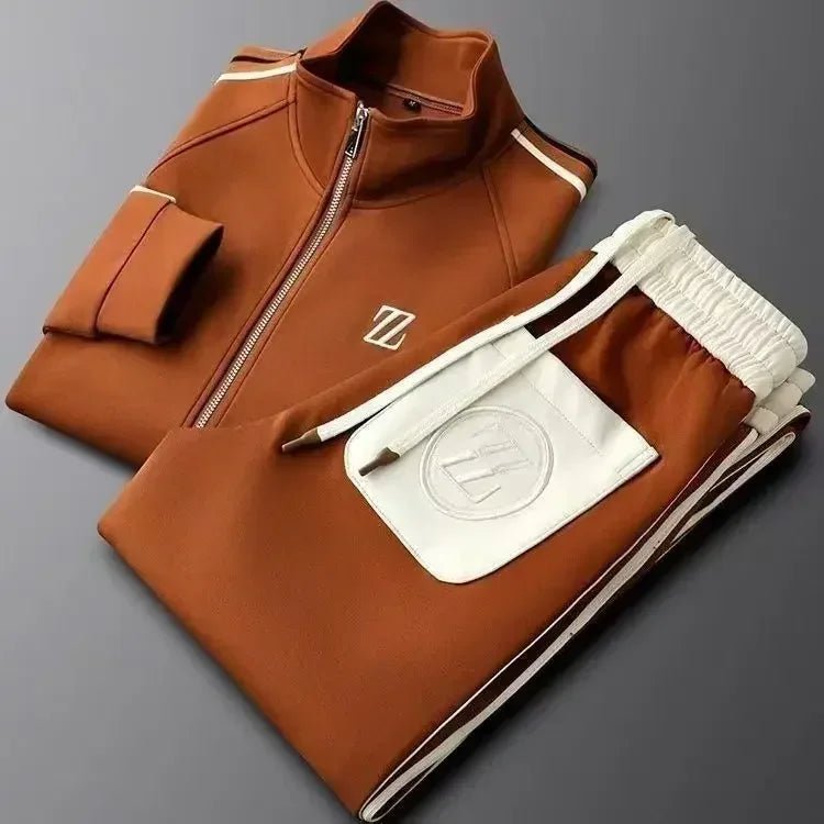 SaneShoppe - Men's autumn new style stand up collar casual sports suit, trendy and fashionable sports suit, loose long sleeved suit