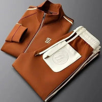 SaneShoppe - Men's autumn new style stand up collar casual sports suit, trendy and fashionable sports suit, loose long sleeved suit