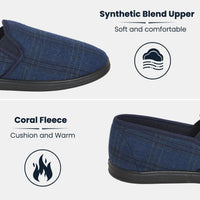 SaneShoppe - Men’s Checked Slippers Memory Foam Cushioned Soft Lining Warm Thermal Slip On House Shoes Pair for Indoor Use by Sock Stack