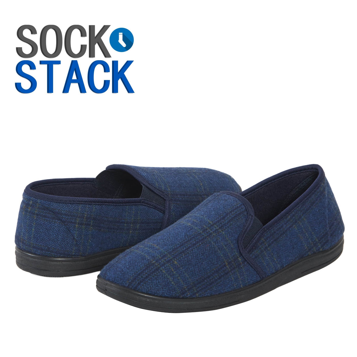 SaneShoppe - Men’s Checked Slippers Memory Foam Cushioned Soft Lining Warm Thermal Slip On House Shoes Pair for Indoor Use by Sock Stack