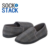 SaneShoppe - Men’s Checked Slippers Memory Foam Cushioned Soft Lining Warm Thermal Slip On House Shoes Pair for Indoor Use by Sock Stack