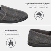 SaneShoppe - Men’s Checked Slippers Memory Foam Cushioned Soft Lining Warm Thermal Slip On House Shoes Pair for Indoor Use by Sock Stack