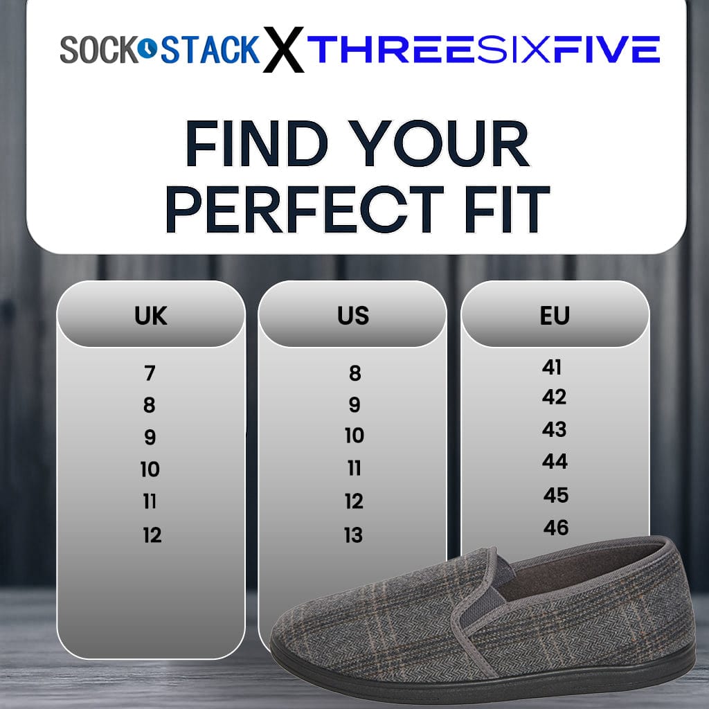 SaneShoppe - Men’s Checked Slippers Memory Foam Cushioned Soft Lining Warm Thermal Slip On House Shoes Pair for Indoor Use by Sock Stack