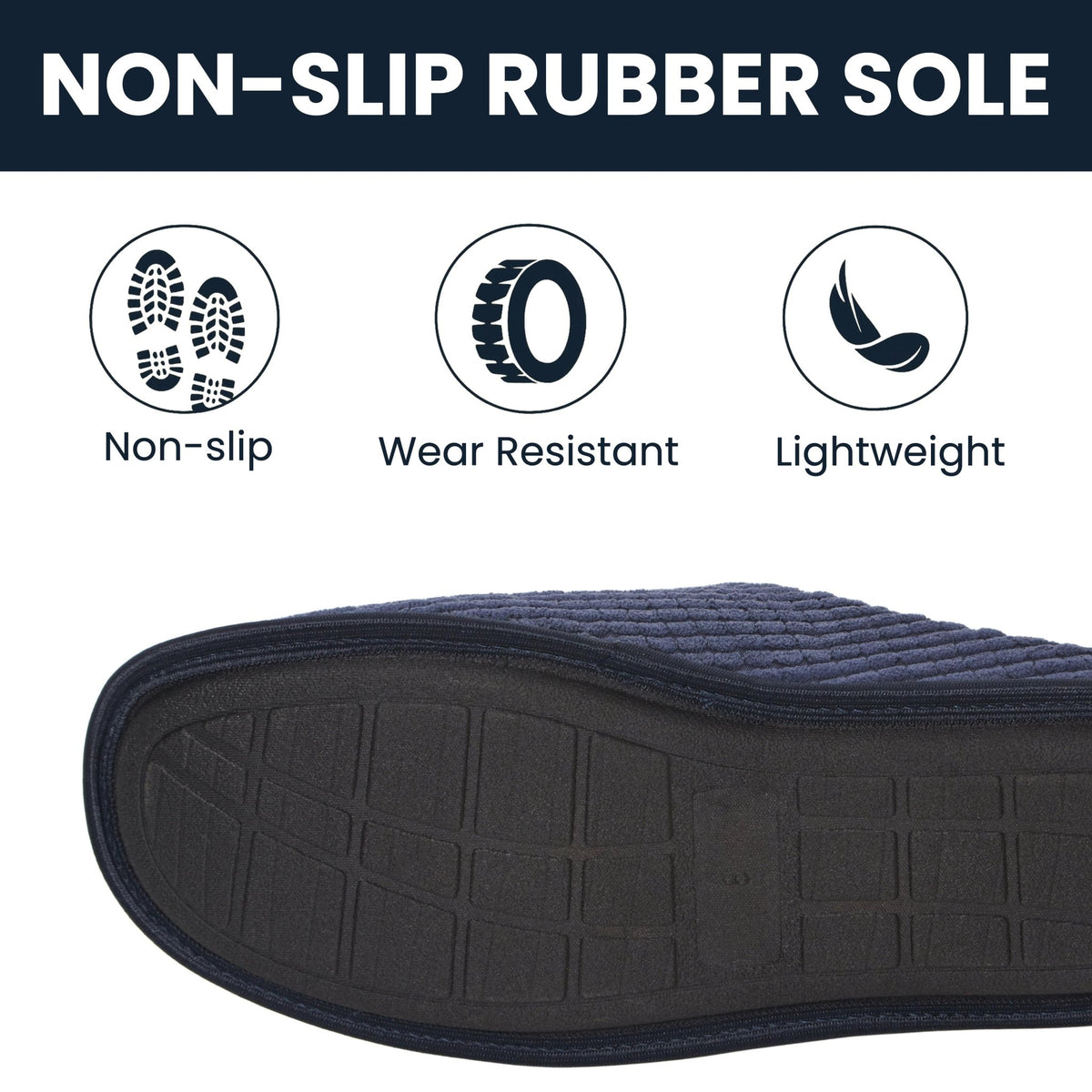SaneShoppe - Men's Corduroy Slip On Indoor House Shoes Non Slip Sole Memory Foam Warm Thermal Lined Easy Care Slipper Pair by Sock Stack