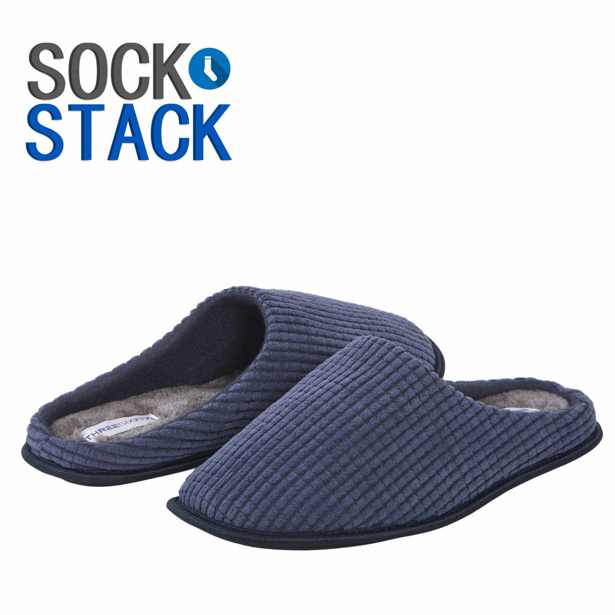 SaneShoppe - Men's Corduroy Slip On Indoor House Shoes Non Slip Sole Memory Foam Warm Thermal Lined Easy Care Slipper Pair by Sock Stack