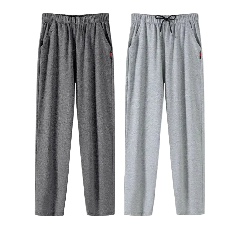 SaneShoppe - Men's Cotton Pajama Pants with Pockets, Elastic Waist, Large Size