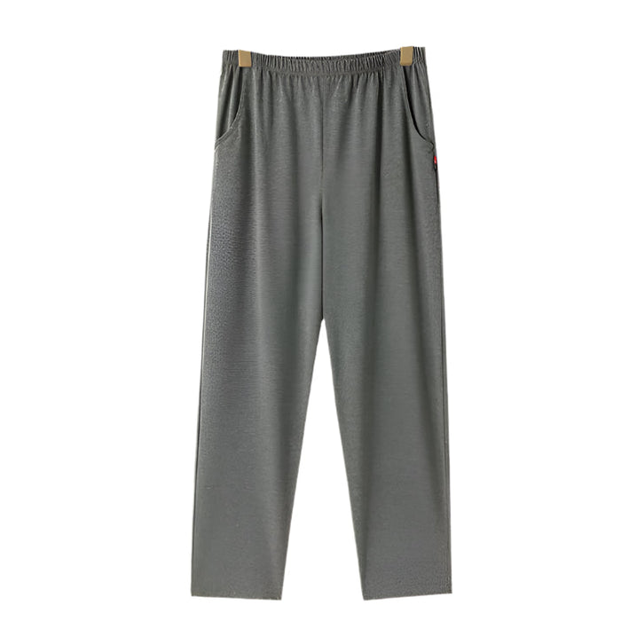 SaneShoppe - Men's Cotton Pajama Pants with Pockets, Elastic Waist, Large Size