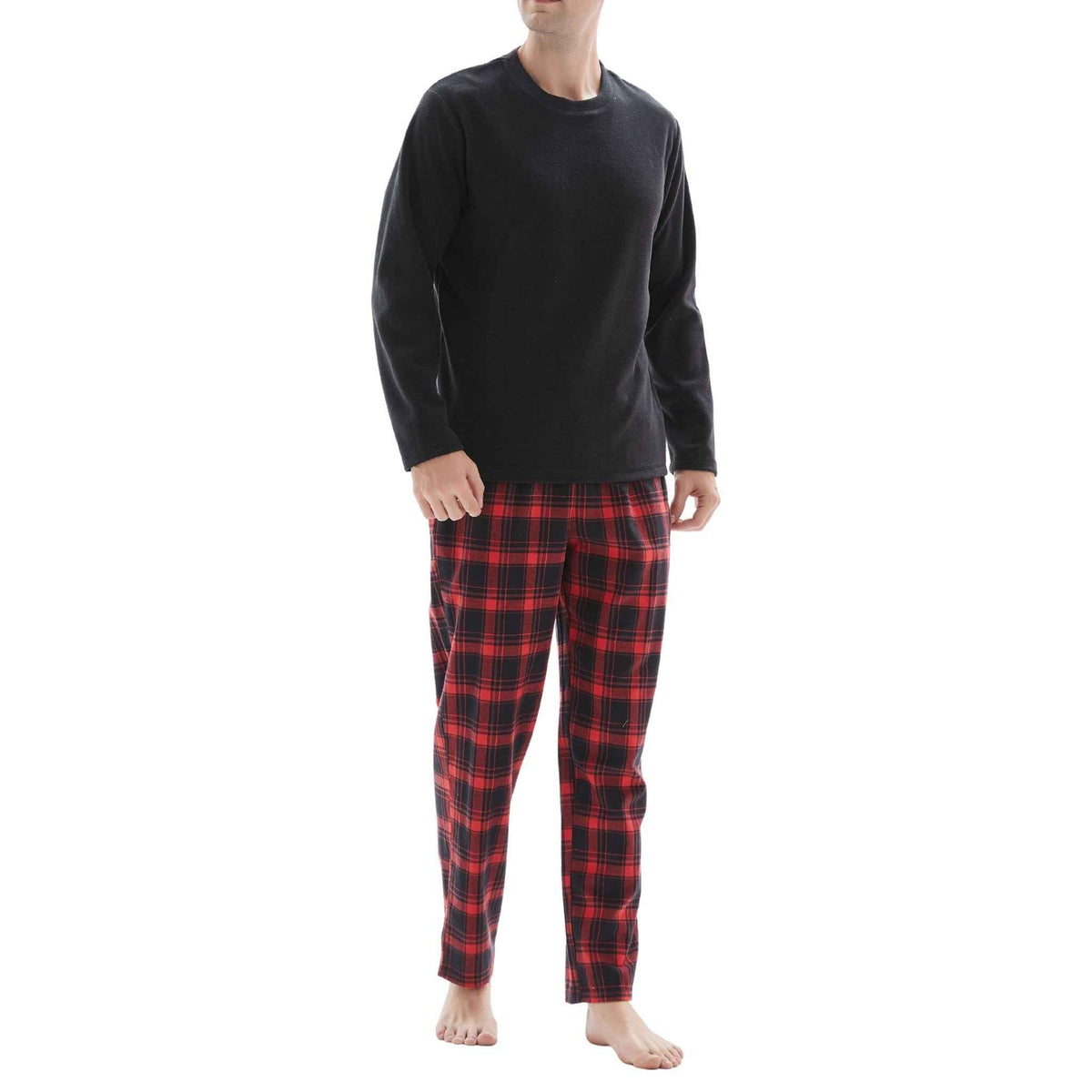 Men's Thermal Fleece Lounge Set with Cozy Check Cotton Pants