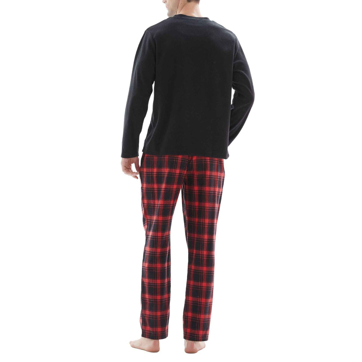 Men's Thermal Fleece Lounge Set with Cozy Check Cotton Pants