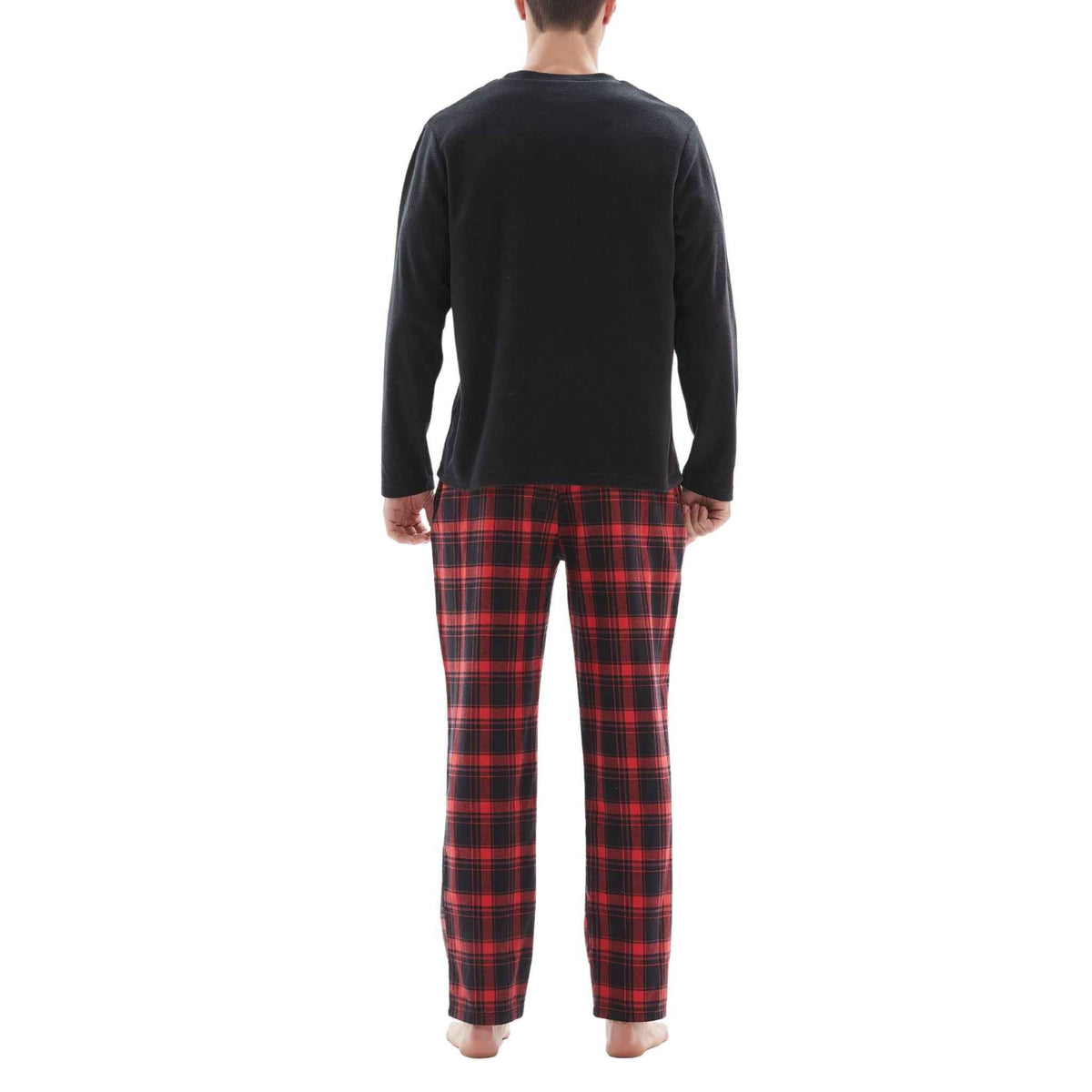 Men's Thermal Fleece Lounge Set with Cozy Check Cotton Pants