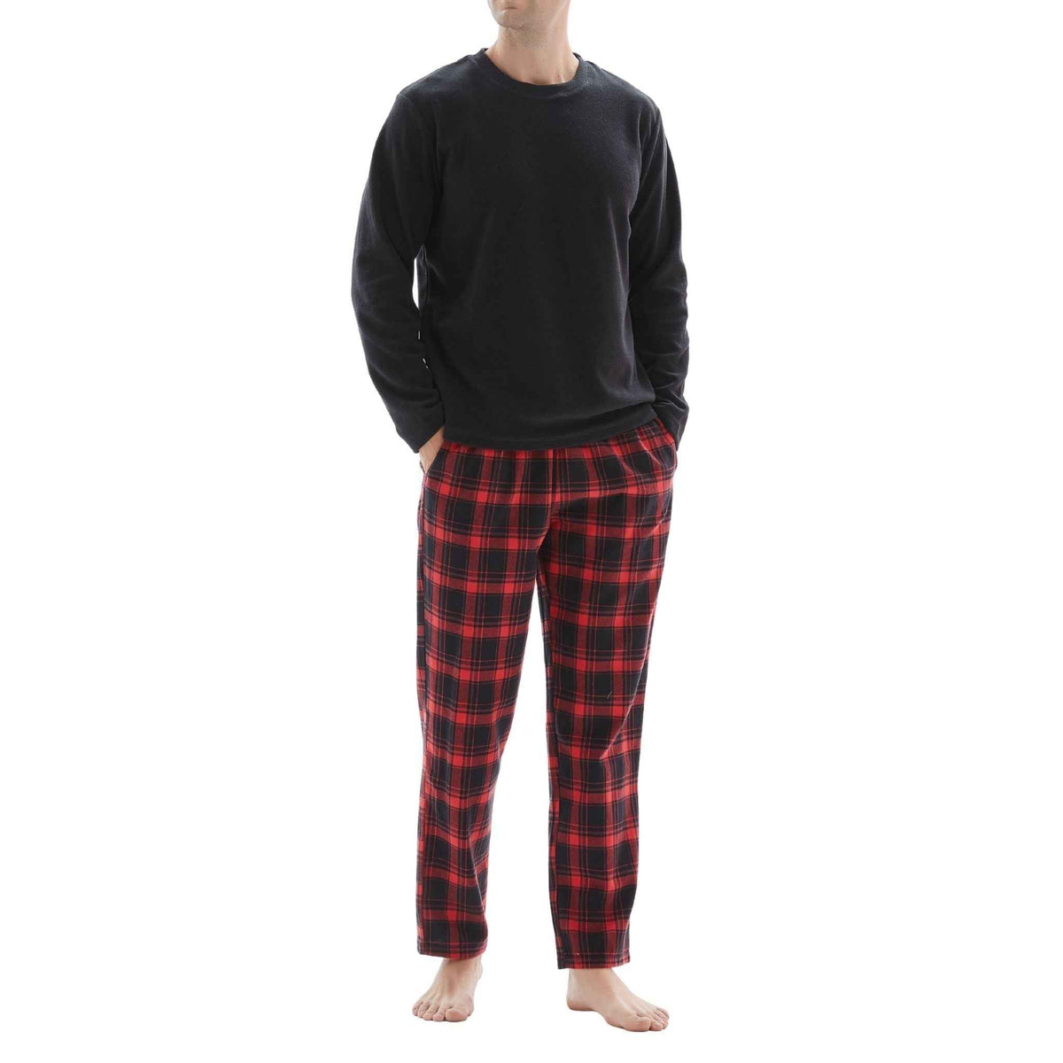 Men's Thermal Fleece Lounge Set with Cozy Check Cotton Pants