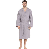 SaneShoppe - Men’s Hooded Waffle Cotton Bathrobe Grey Super Absorbent Spa Robe Luxury Dressing Gown for Home & Loungewear by Sock Stack