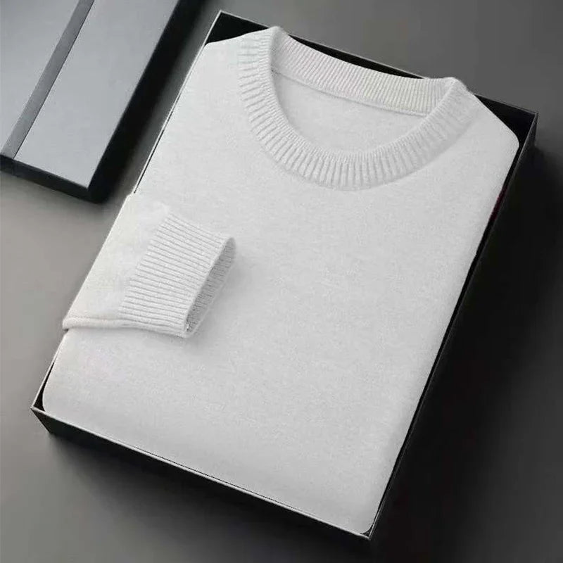 SaneShoppe-Men's Classic Crewneck Knit Pullover Sweater, Lightweight Solid Color Soft Casual Sweater