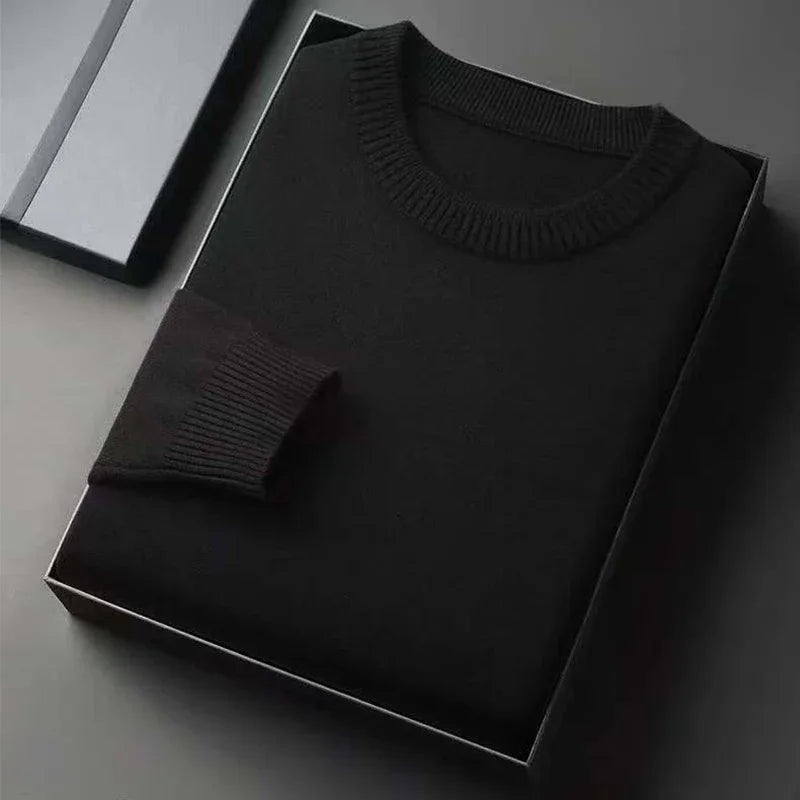 SaneShoppe-Men's Classic Crewneck Knit Pullover Sweater, Lightweight Solid Color Soft Casual Sweater