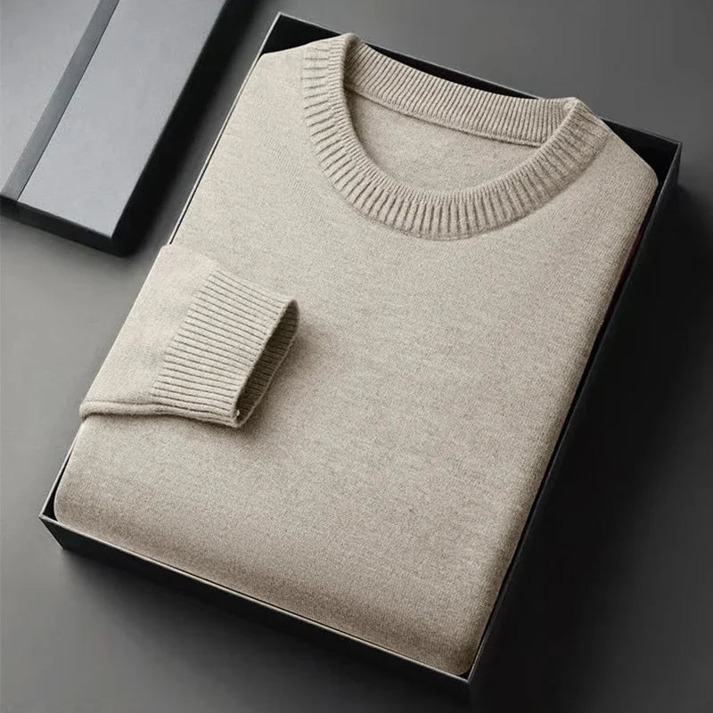 SaneShoppe-Men's Classic Crewneck Knit Pullover Sweater, Lightweight Solid Color Soft Casual Sweater