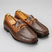 SaneShoppe - Men's Luxury crocodile pattern leather loafers, handmade business dress shoes, slip - on formal office footwear for men, Brown