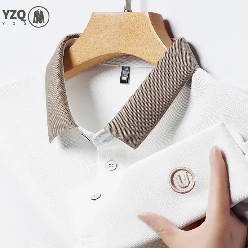 SaneShoppe-Men's 2026 Embroidered Cotton Polo Shirt Casual Comfortable Short-Sleeved Top