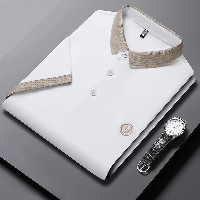 SaneShoppe-Men's 2026 Embroidered Cotton Polo Shirt Casual Comfortable Short-Sleeved Top