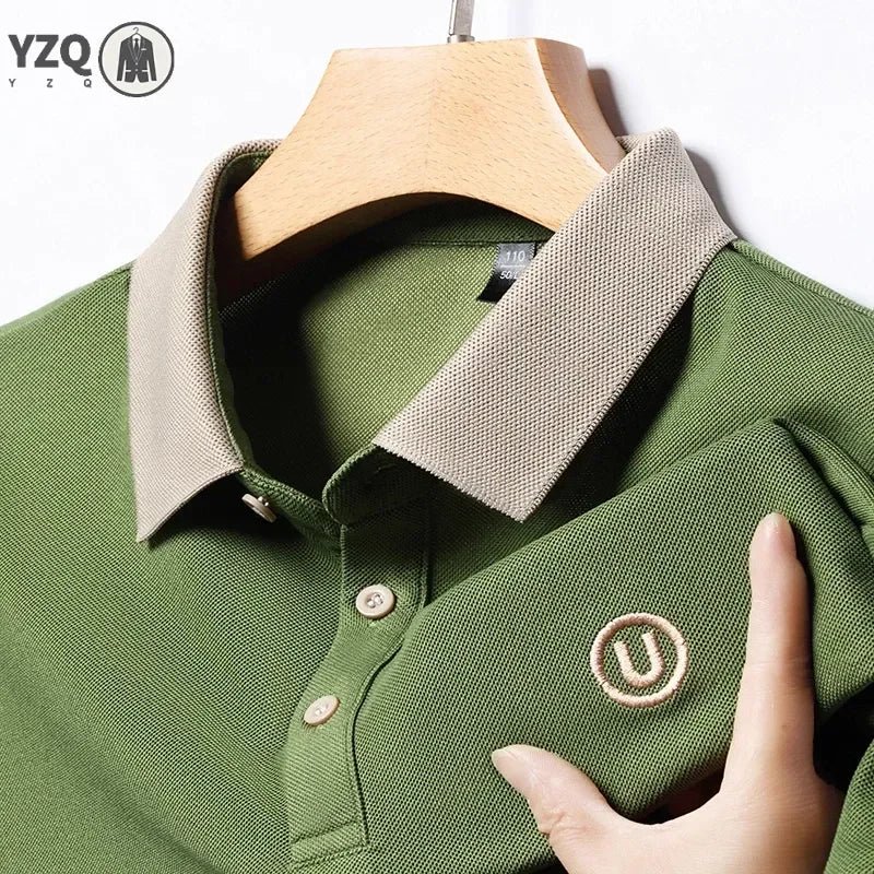 SaneShoppe-Men's 2026 Embroidered Cotton Polo Shirt Casual Comfortable Short-Sleeved Top