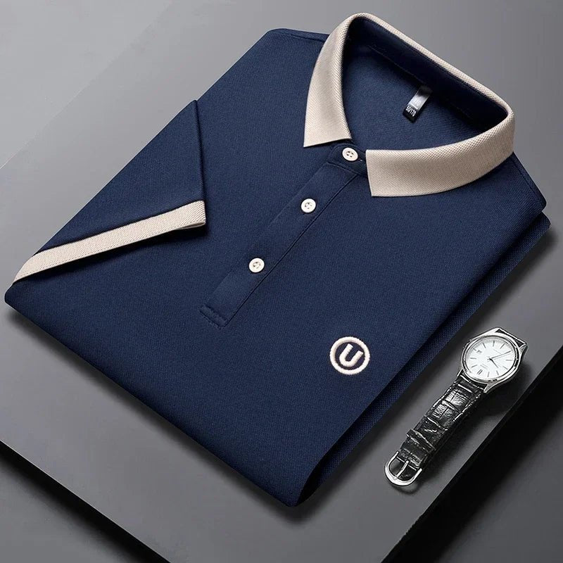 SaneShoppe-Men's 2026 Embroidered Cotton Polo Shirt Casual Comfortable Short-Sleeved Top