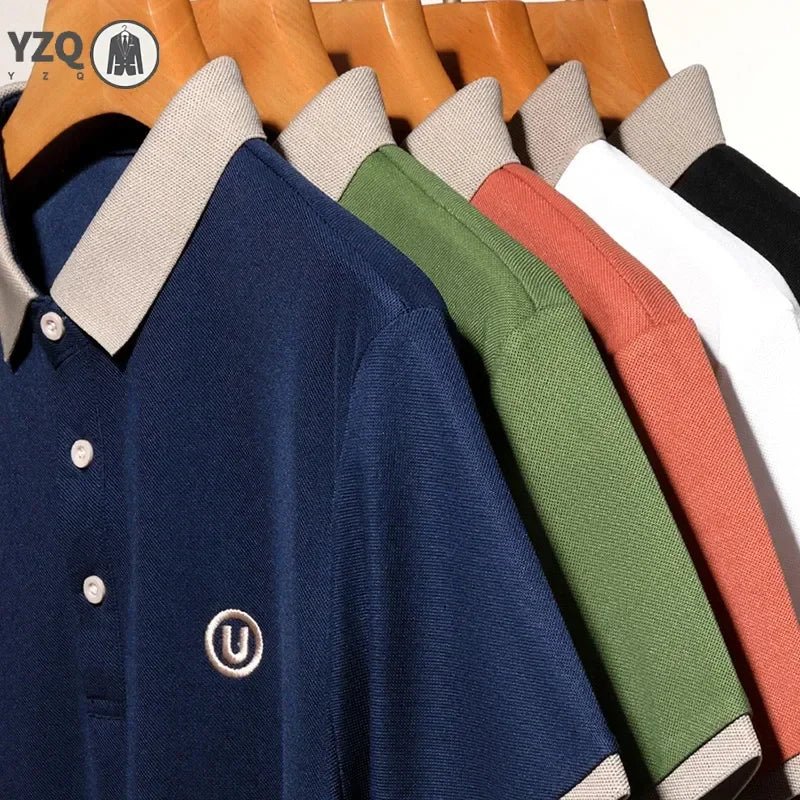 SaneShoppe-Men's 2026 Embroidered Cotton Polo Shirt Casual Comfortable Short-Sleeved Top