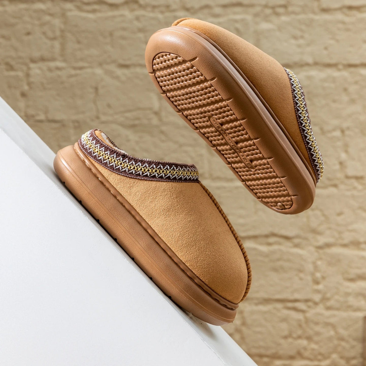 SaneShoppe-Cozy Men's Plush Slippers with Fleece Lining and Non-Slip Sole for Indoor/Outdoor Use