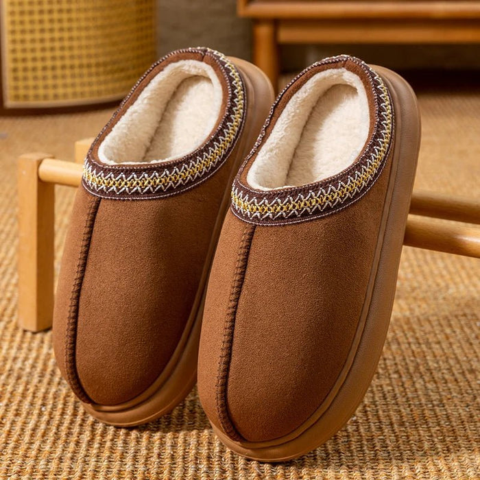 SaneShoppe-Cozy Men's Plush Slippers with Fleece Lining and Non-Slip Sole for Indoor/Outdoor Use