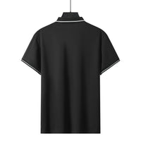 SaneShoppe-Men's Striped Polo Shirt with Letter Print - Casual Sporty Top