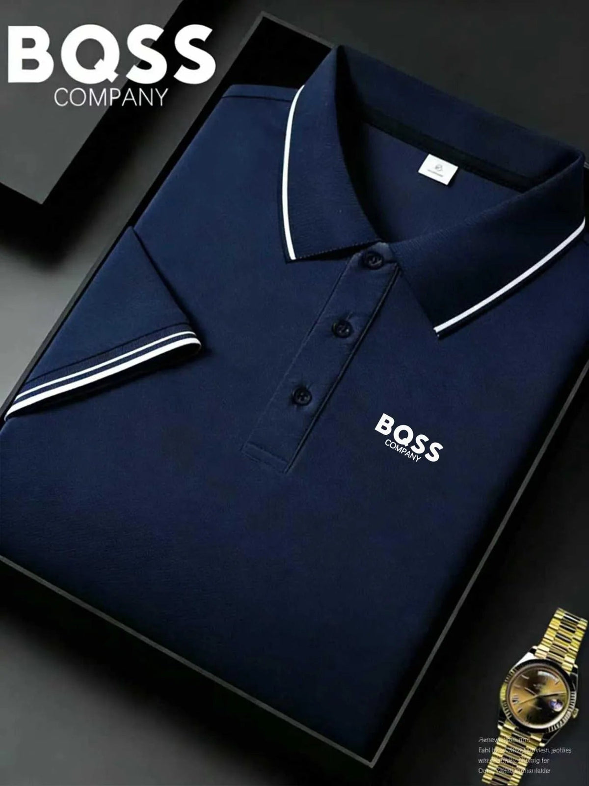 SaneShoppe-Men's Striped Polo Shirt with Letter Print - Casual Sporty Top