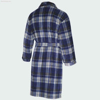 Men's Fleece Dressing Gown - Soft Warm Checkered Pattern