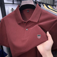 SaneShoppe - men's summer luxury brand cotton 100% polo shirt lapel printing short sleeves t-shirt business leisure ventilate men's clothing