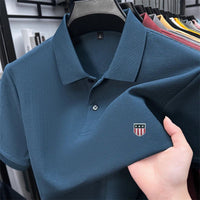 SaneShoppe - men's summer luxury brand cotton 100% polo shirt lapel printing short sleeves t-shirt business leisure ventilate men's clothing