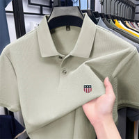 SaneShoppe - men's summer luxury brand cotton 100% polo shirt lapel printing short sleeves t-shirt business leisure ventilate men's clothing