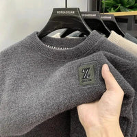 SaneShoppe-Men's Warm Letter Knit Sweatercoat Fleece Lined Pullover